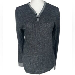 BDG / Black & Gray Henley Sweater / Medium / Indie Rock Hipster Emo Preppy